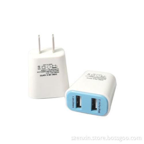 Dual USB Adapter Charger with 5V 2.1/1A Output